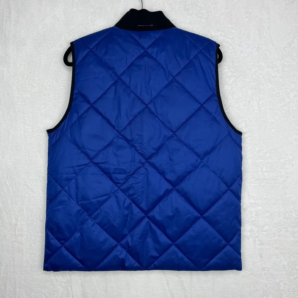 Banana Republic Reversible Quilted Puffer Performance Vest Mens M Black Blue NWT